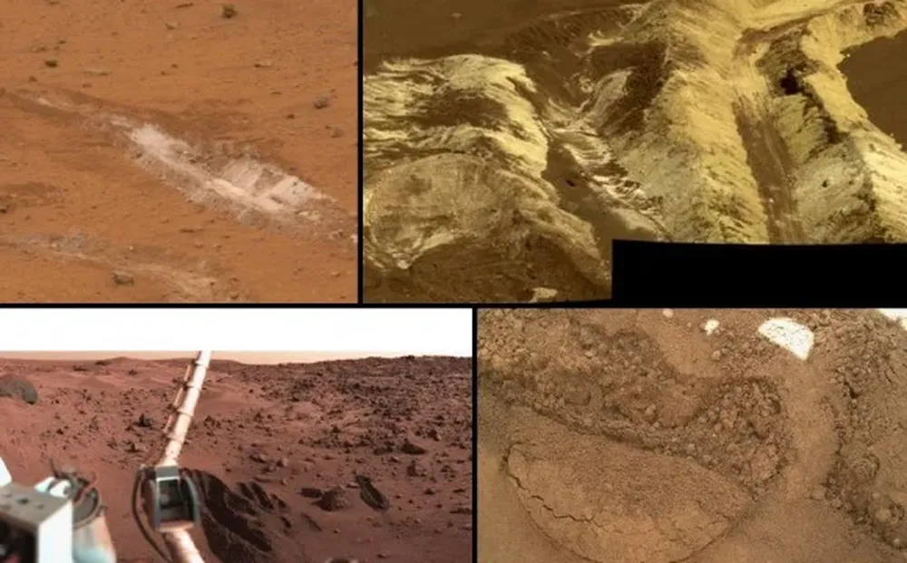 Un collage realizado por la NASA con fotos tomadas por el Curiosity muestra la variedad de suelos que existen en Marte