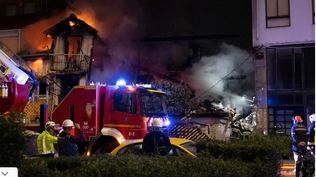 La imagen del edificio derrumbado.