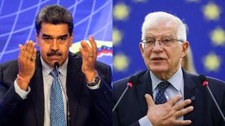 El presidente de Venezuela, Nicolas Maduro, y el jefe de la diplomacia  europea, Josep Borrell