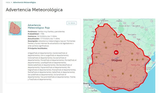 Captura de pantalla de la alerta roja falsa de Inumet