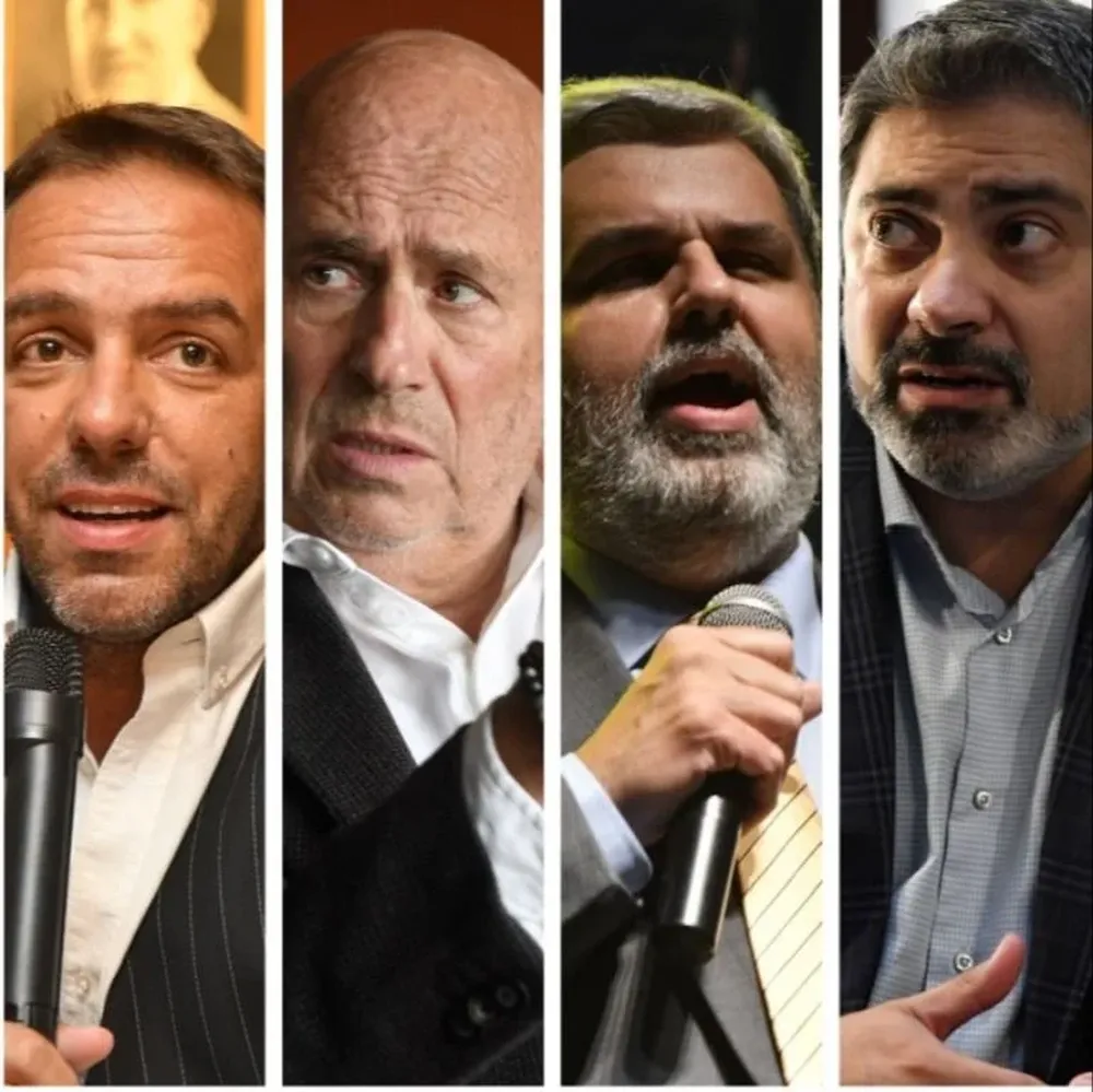 Los cuatro candidatos a presidente de Peñarol: Ignacio Ruglio, Edgardo Novick, Evaristo González y Gastón Tealdi