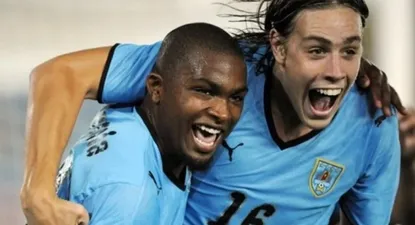 Coates y el Morro cuando jugaban juntos en la selección uruguaya