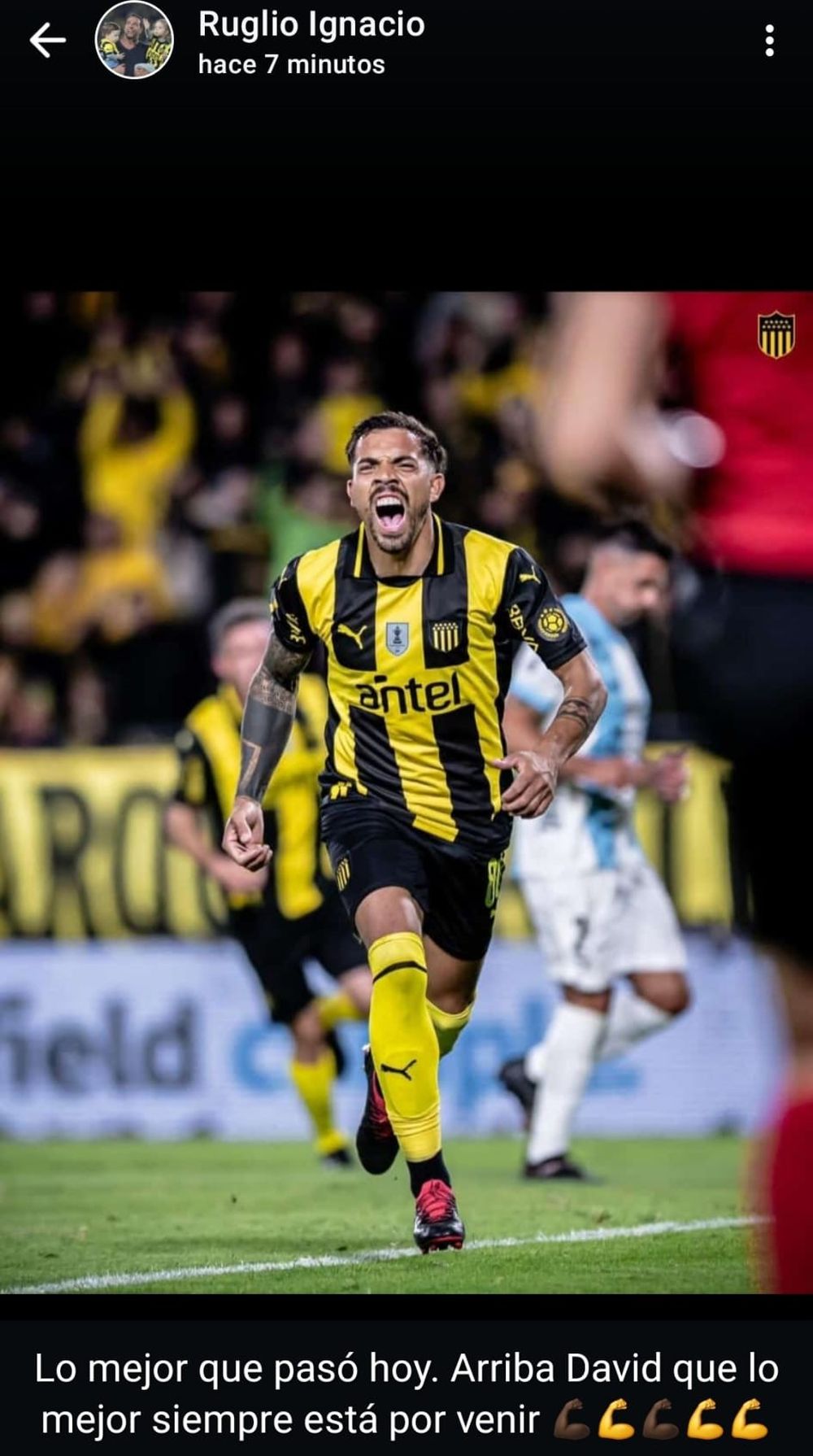 El posteo y la alegr&iacute;a de Ignacio Ruglio, presidente de Pe&ntilde;arol, por el buen partido y el gol de David Terans en su regreso al equipo titular