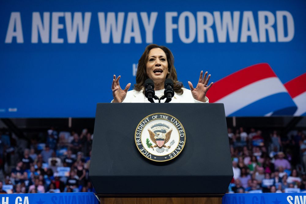 Kamala Harris en un acto en Savannah, Georgia