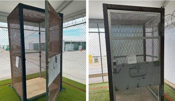 Las jaulas en las que eran encerrados los migrantes en el Alcatraz de los caimanes de Florida