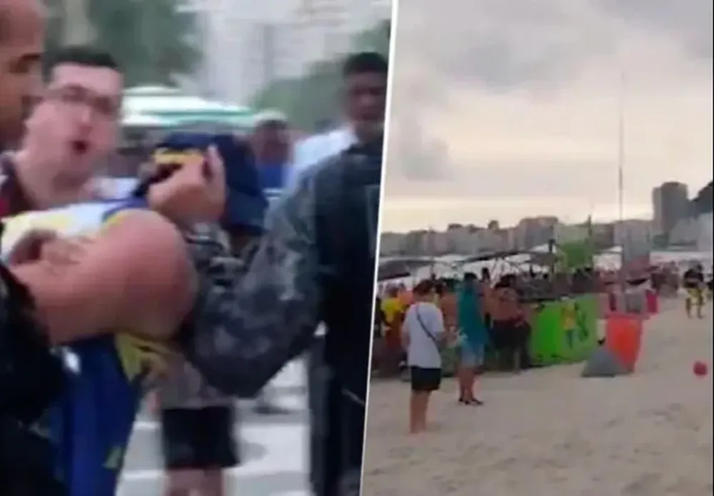 Peleas y represión en la playa