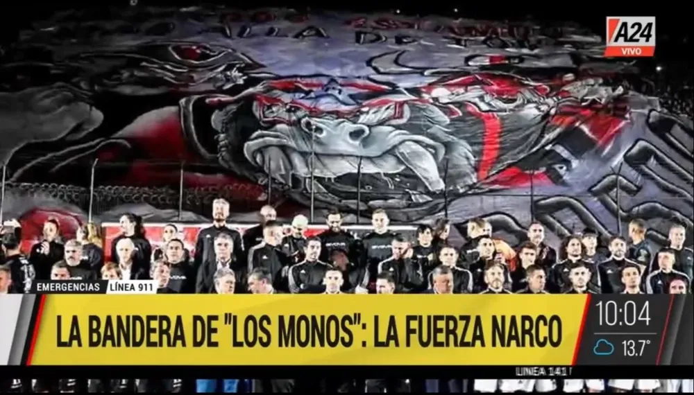 Bandera de Los Monos en Rosario, en la despedida de Maxi Rodríguez