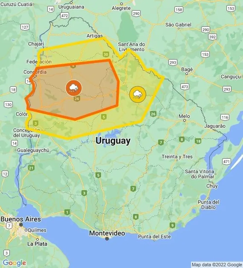 Las zonas donde rige la advertencia.