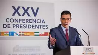 El presidente del Gobierno, Pedro Sánchez, durante la Conferencia de Presidentes extraordinaria celebrada en el Senado, a 22 de diciembre de 2021, en Madrid
