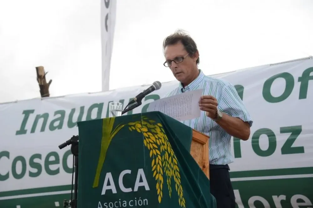 Alfredo Lago en la inauguración de la zafra arrocera 2017