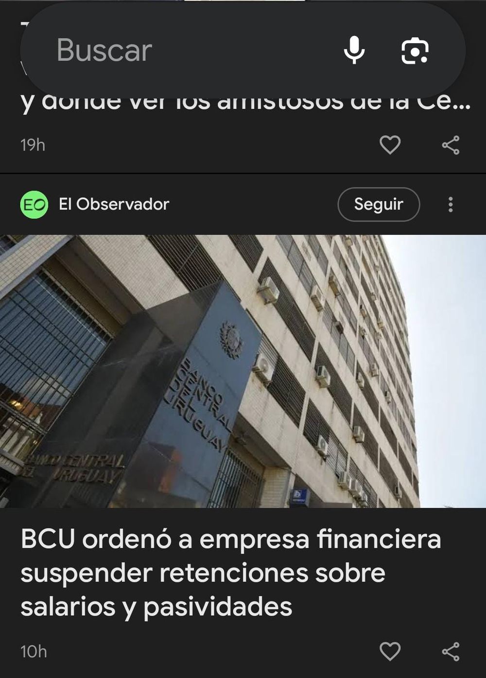El Observador en Google Discover