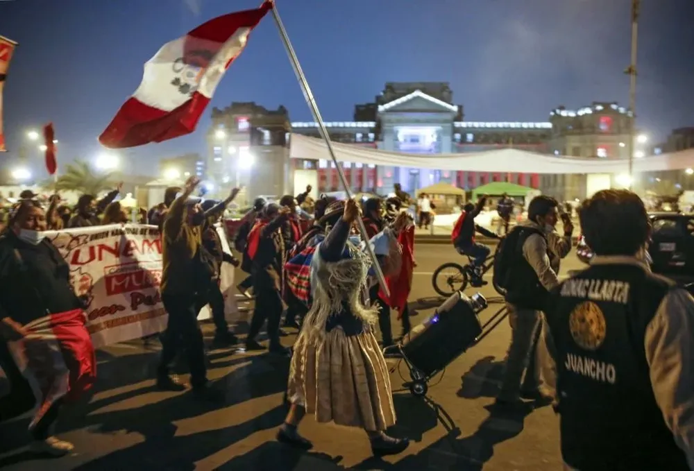 Festejo por la victoria electoral de Pedro Castillo, en julio del 2021