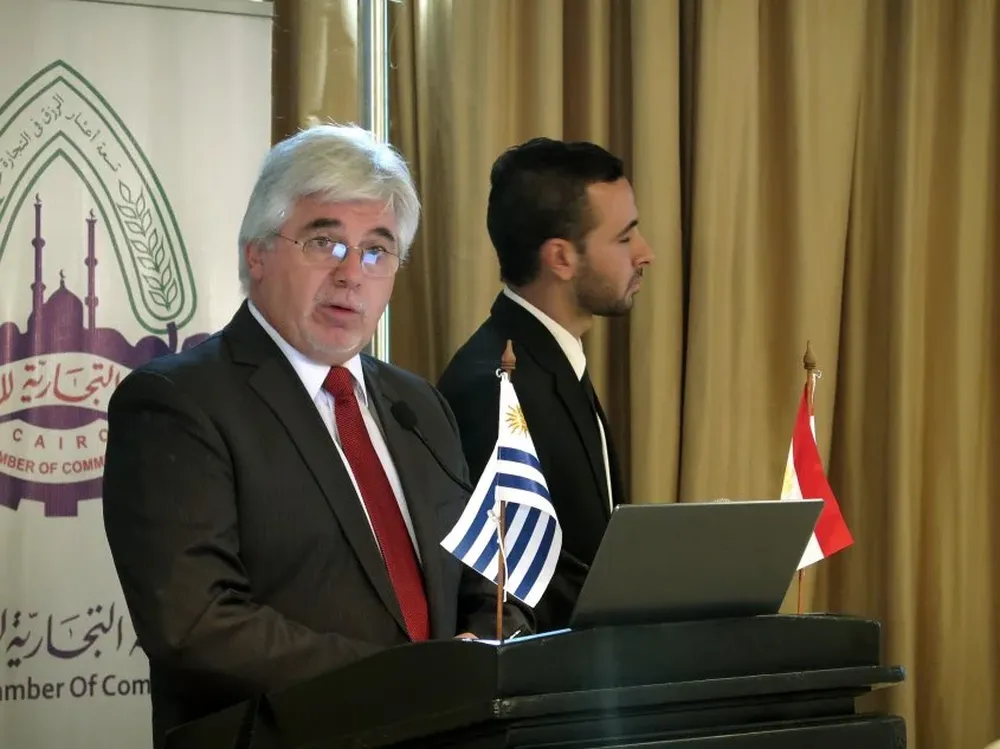 Tabaré Aguerre, titular del MGAP, durante su exposición en Egipto.