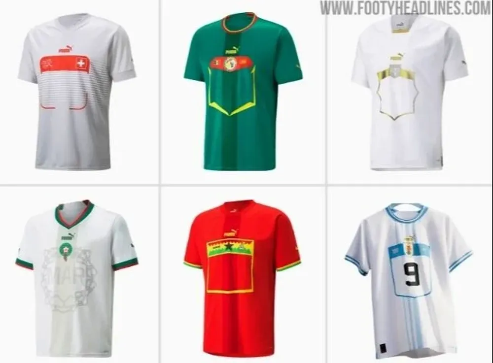 Suiza, Senegal y Serbia arriba: Marruecos, Ghana y Uruguay abajo: las alternativas de Puma