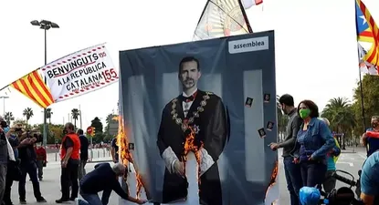 Protestas por la visita del Rey a Barcelona en octubre de 2020.