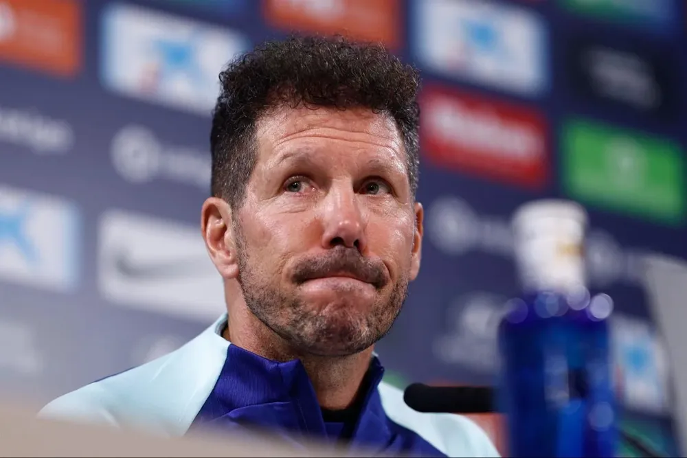Simeone en rueda de prensa.