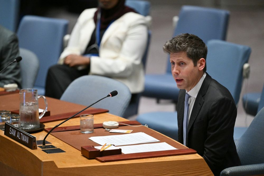 Sam Altman en la sesión extraordinaria del Consejo de Seguridad de la ONU.