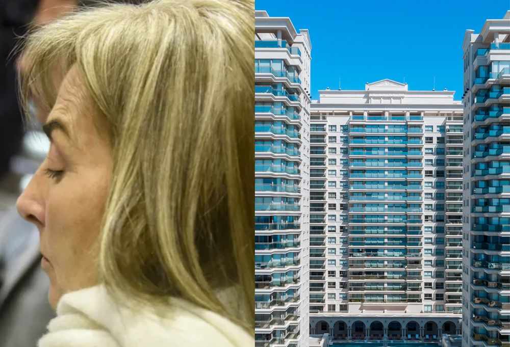 Daniela Cabral y la fachada del Edificio Imperiale en el que vive