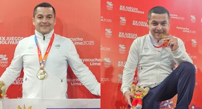 Williams Freire celebra con su medalla de oro en los Juegos Bolivarianos