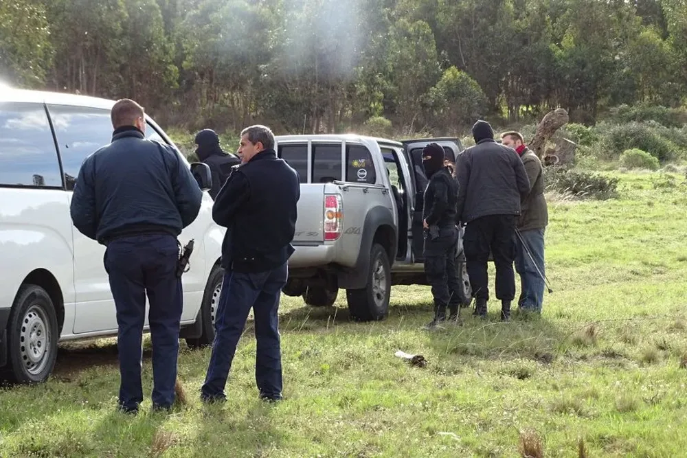 Imagen durante los allanamientos de la estancia El Entrevero a fines de abril en José Ignacio.