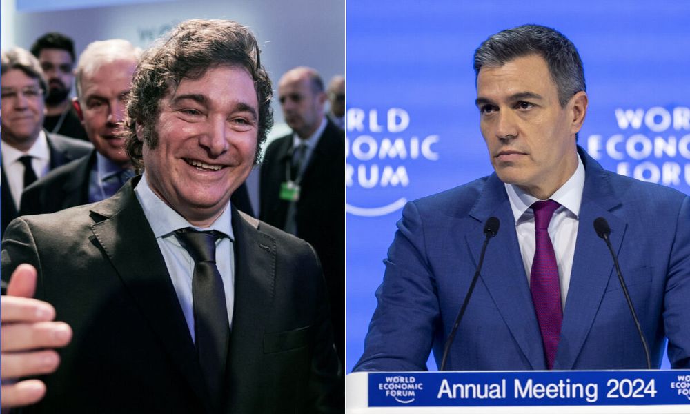 Javier Milei y Pedro Sánchez