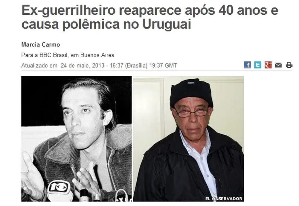 Captura de la nota sobre Amodio Pérez en BBC Brasil