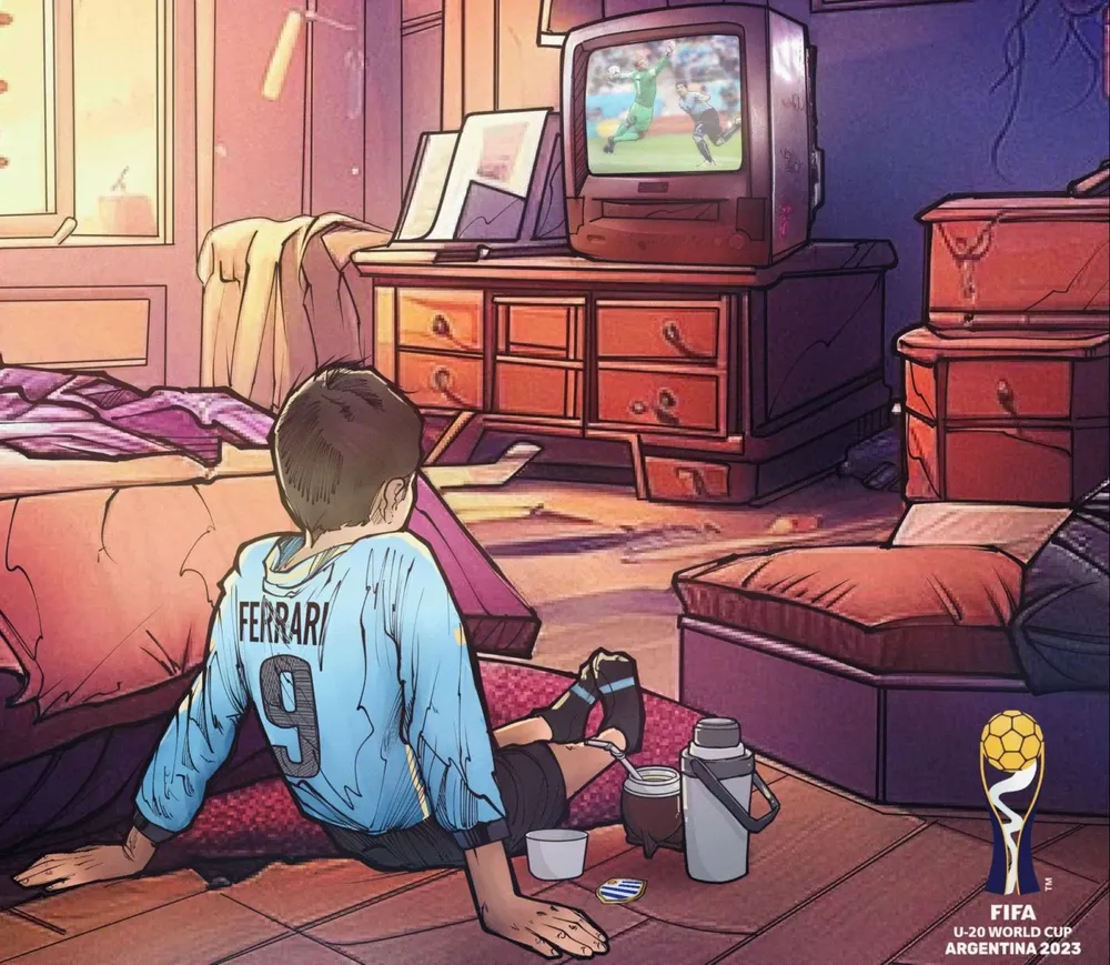 Andrés Ferrari en una caricatura de la FIFA