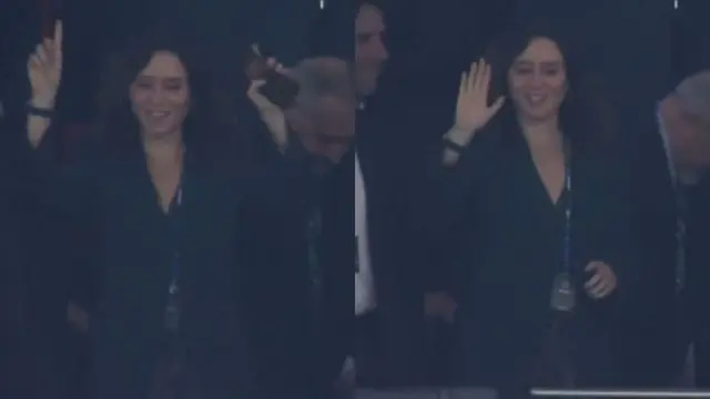 Isabel Díaz Ayuso festeja bailando la conquista de la 15&nbsp; Champions League del Real Madrid en Wembley