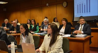 El equipo económico presentando la Rendición de Cuentas en Comisión del Parlamento. (archivo)