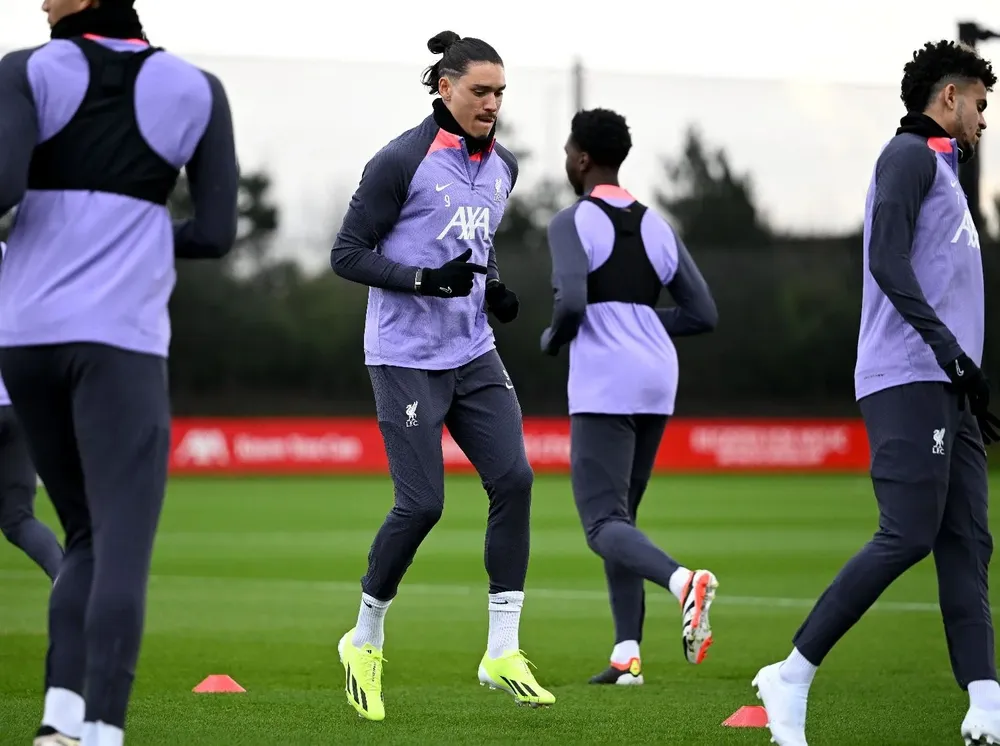 Darwin Núñez en la práctica del miércoles