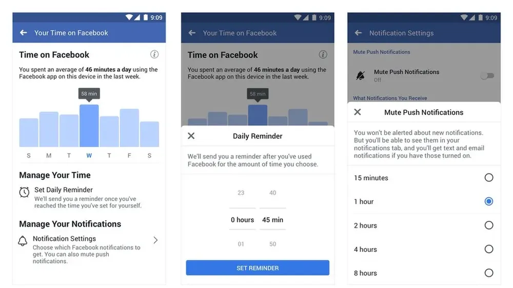 You can access the tools on the settings page on either app by tapping nullYour Activitynull on Instagram or nullYour Time on Facebooknull on Facebook