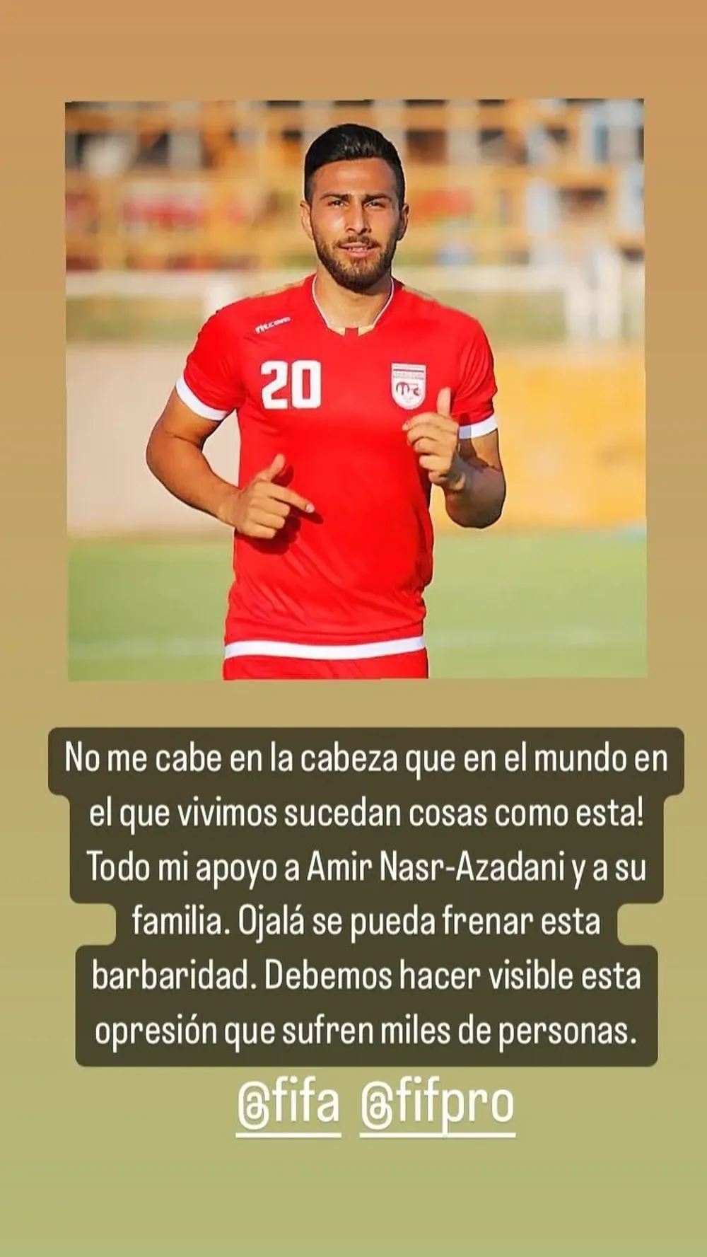 Godín pidió que se frene la ejecución del futbolista iraní