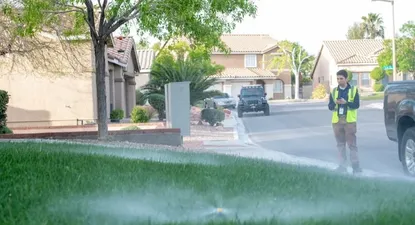 Un miembro de la Policía del Agua controla el abuso de riego en las casas de Las Vegas