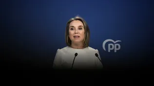 La secretaria general del PP, Cuca Gamarra, durante una rueda de prensa sobre asuntos de actualidad política.