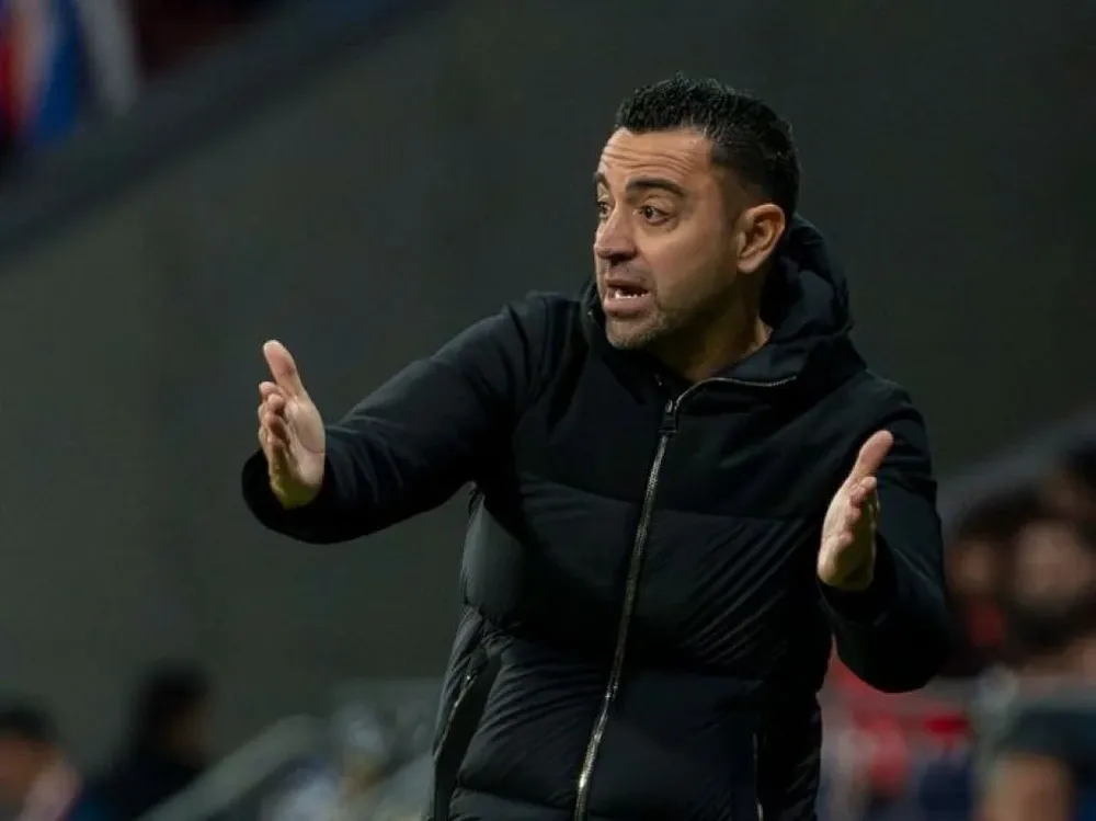 Xavi en rueda de prensa.