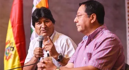 Evo Morales junto al presidente de Bolivia, Luis Arce