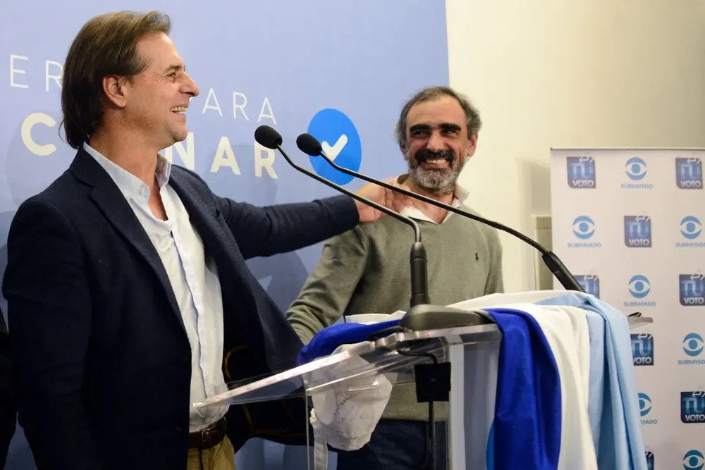 Nicolás Martínez con Lacalle Pou en la campaña