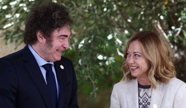 Milei y Meloni, en el G7.