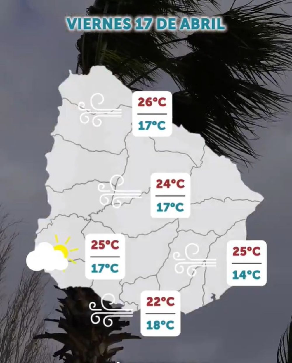 Inumet forecast for Friday, April 17