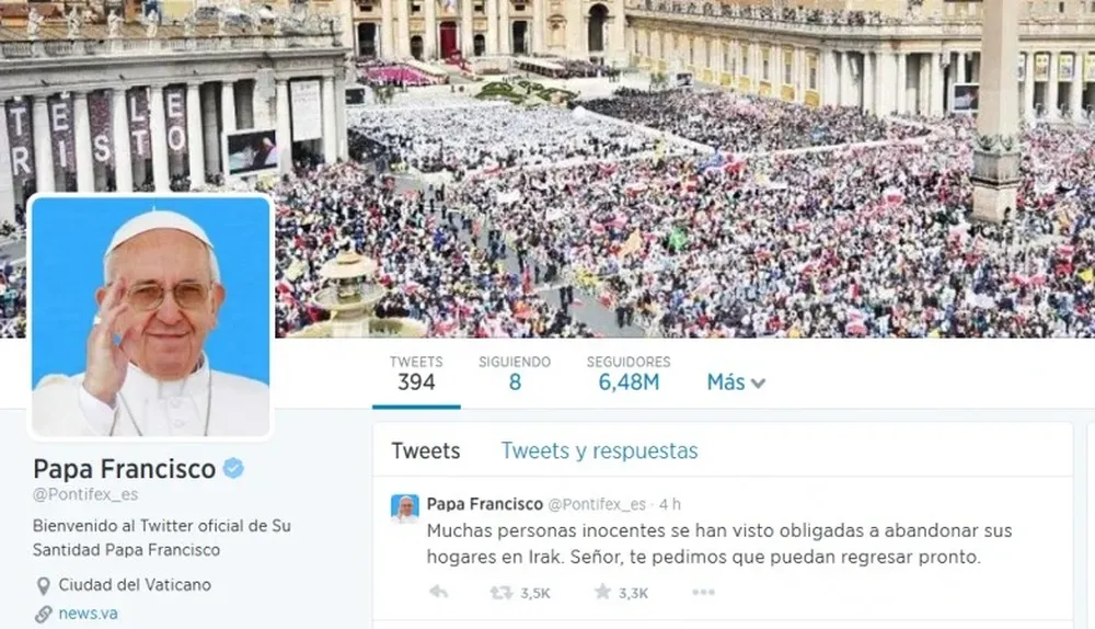 La cuenta en español del Papa Francisco es la que tiene más seguidores