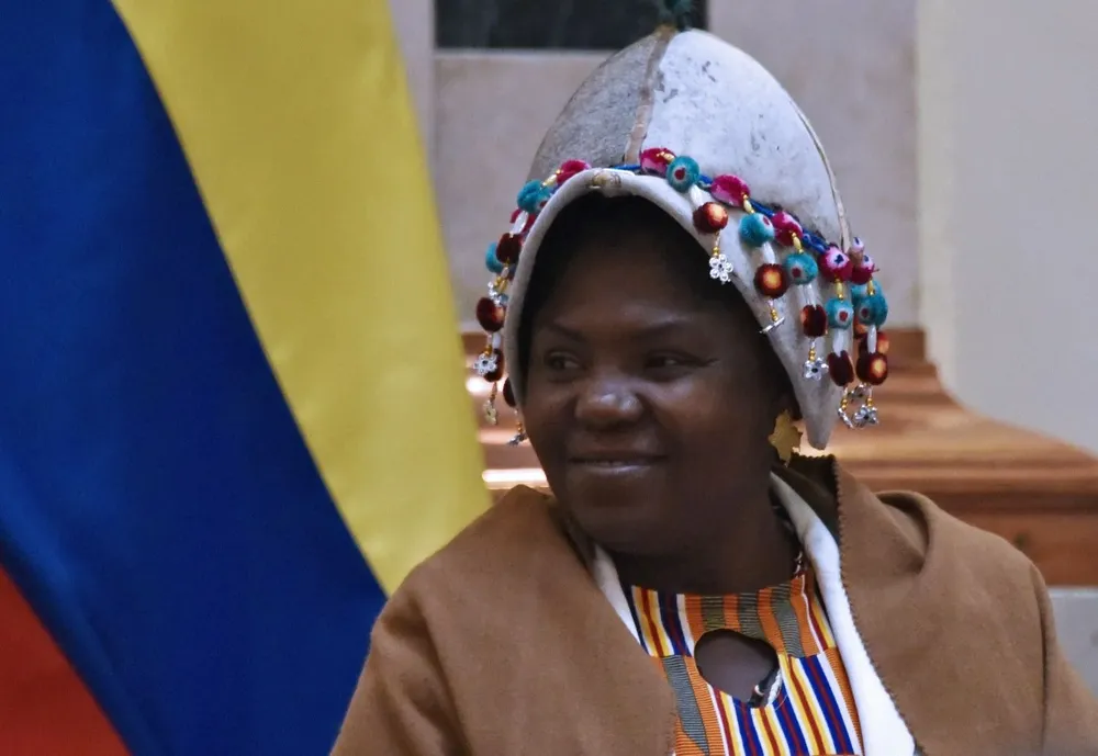 La vicepresidenta electa de Colombia, Francia Márquez, con un gorro típico de Bolivia