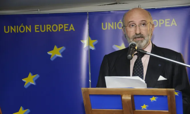 Juan Fernández Trigo, jefe de la delegación de la Unión Europea, durante el acto