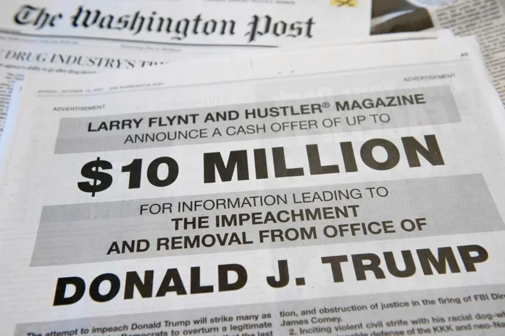 La foto del aviso del Washington Post del día domingo, con la solicitud de Flynt