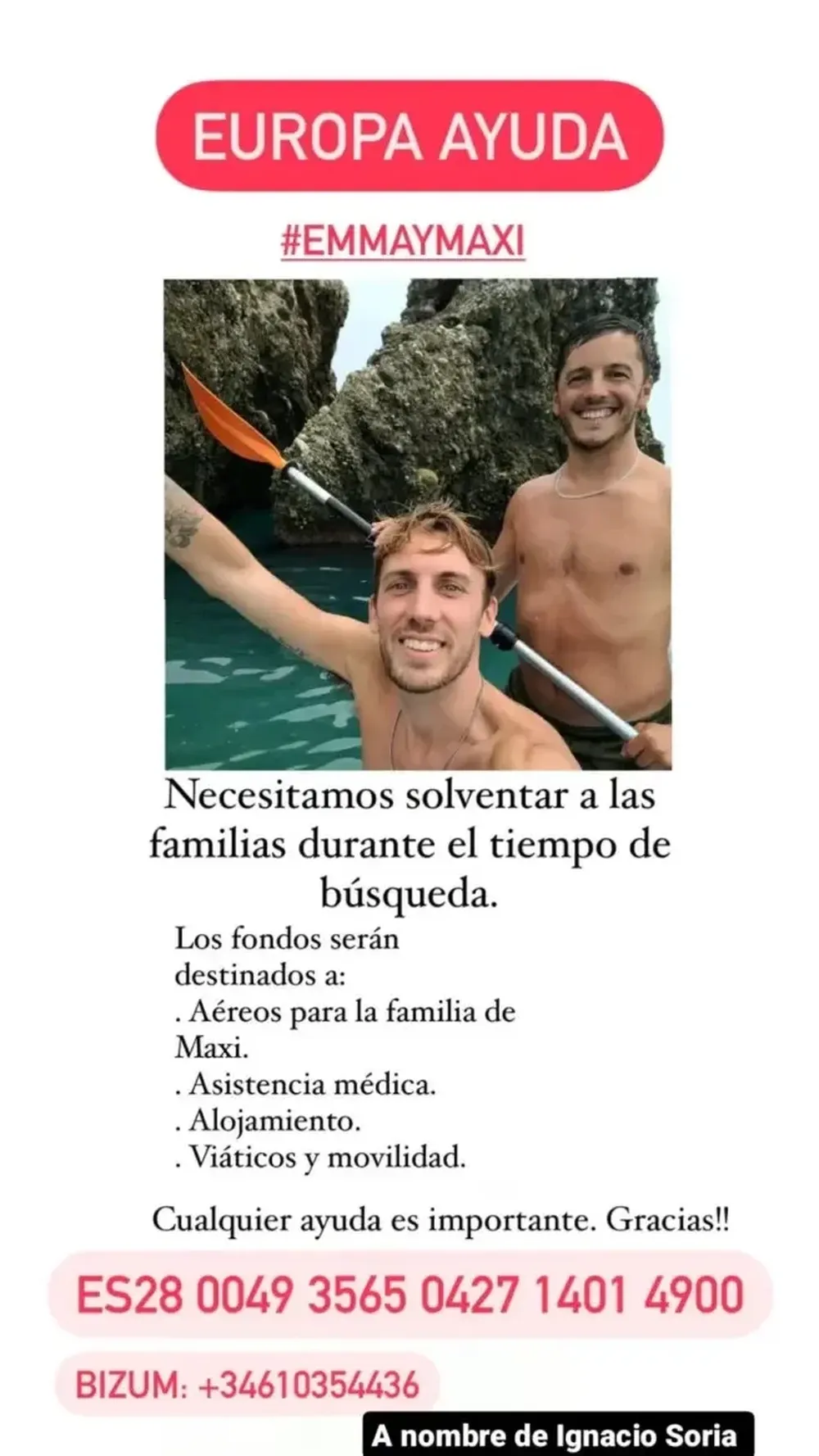 Maxi Ludvik y Emmanuel Soria, perdidos en el mar.