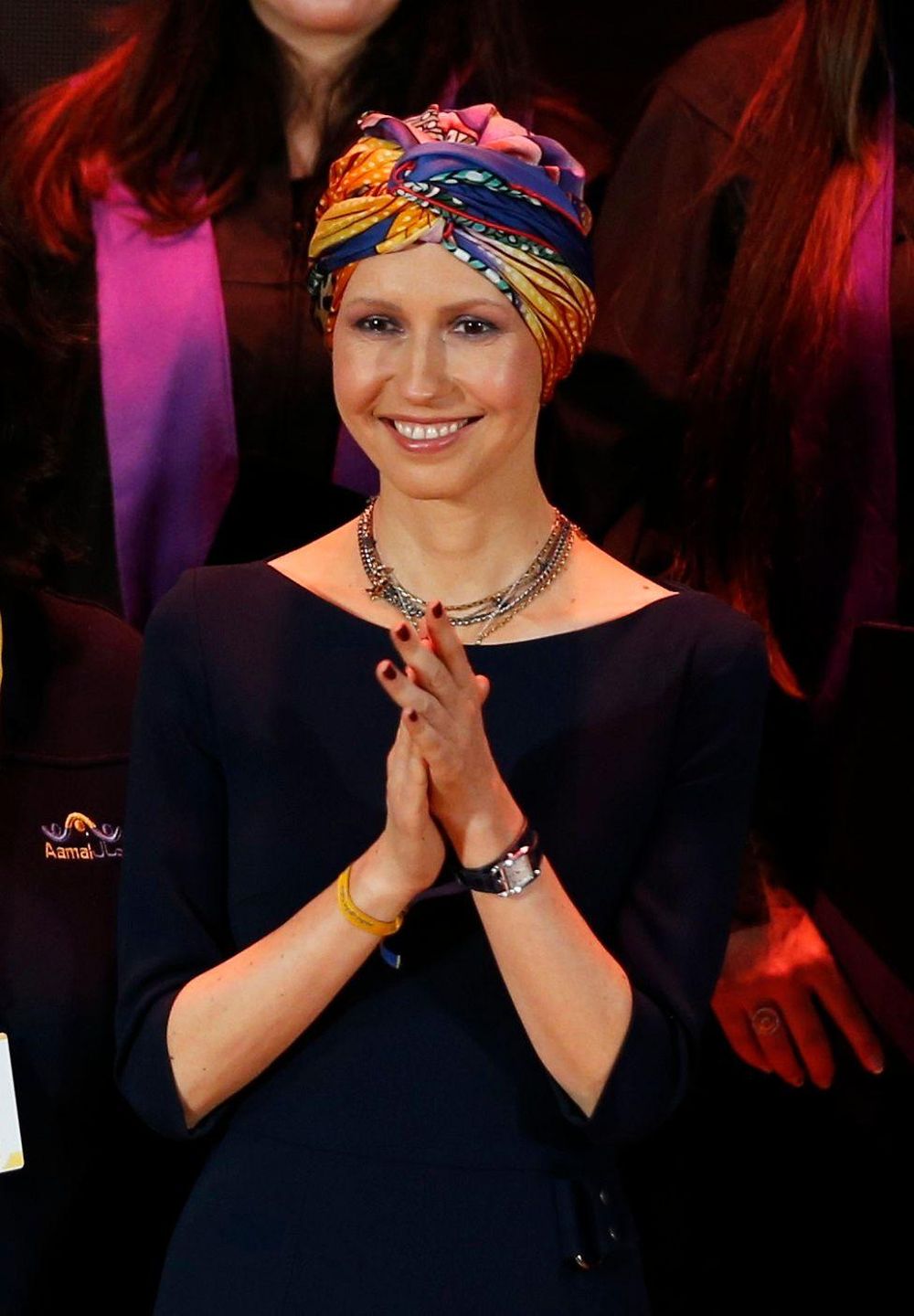 En esta foto de diciembre de 2018, Asma al Assad participaba en una ceremonia de una organización siria para personas con discapacidad. En agosto de ese año, la presidencia informó que se le había diagnosticado cáncer de mama y que estaba bajo tratamiento.