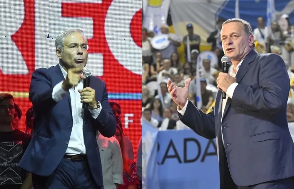 Robert Silva, precandidato colorado, y Álvaro Delgado, precandidato blanco