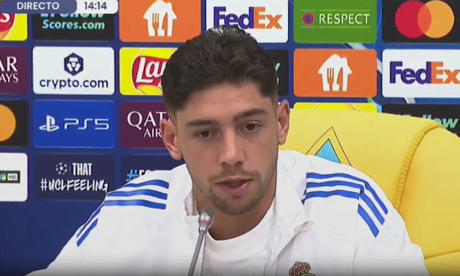 Federico Valverde en la previa del partido de Real Madrid en Kazajistán