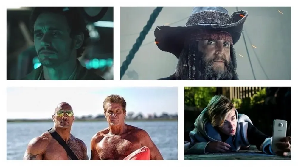James Franco en Alien: Covenant, Paul McCartney en Piratas del Caribe; David Hasselhoff en Baywatch y Justin Bieber en Zoolander 2.
