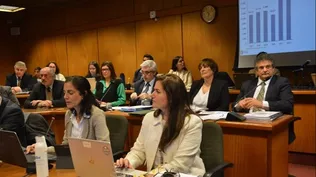 El equipo económico presentando la Rendición de Cuentas en Comisión del Parlamento. (archivo)