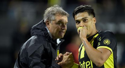Diego Aguirre junto a Matías Arezo